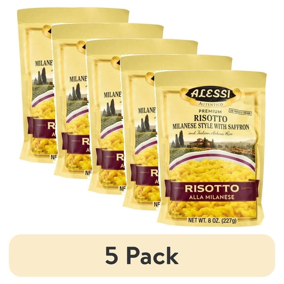 (5 pack) Alessi Risotto Alla Milanese, 8 oz Bag, Shelf Stable
