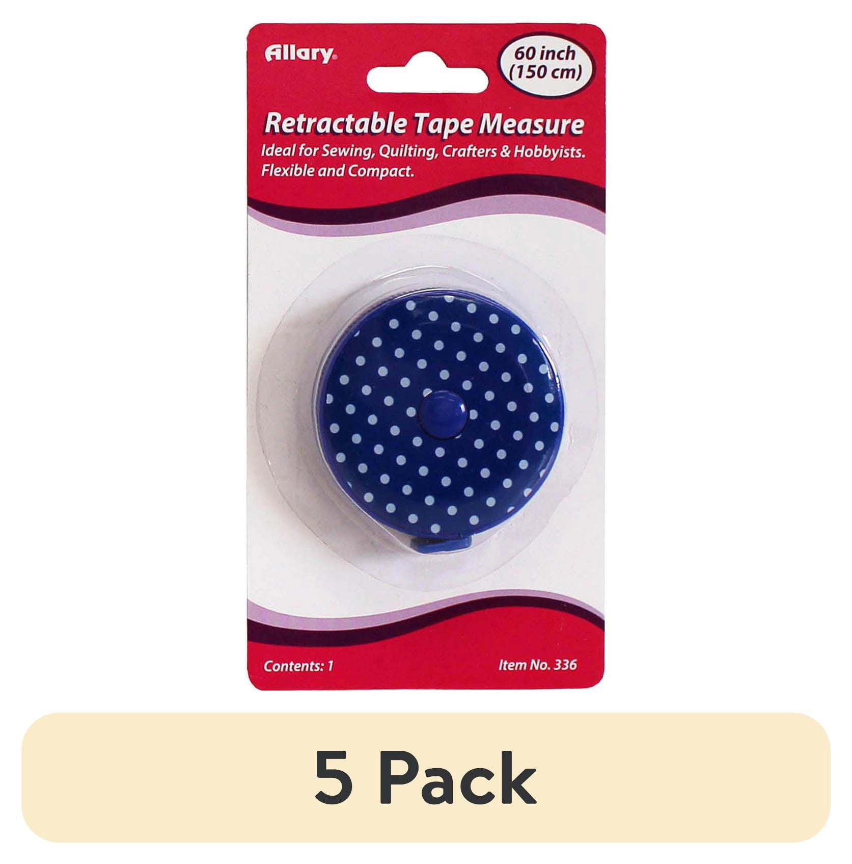 (5 pack) Allary Retractable Tape Measure 60"-Assorted Polka Dots