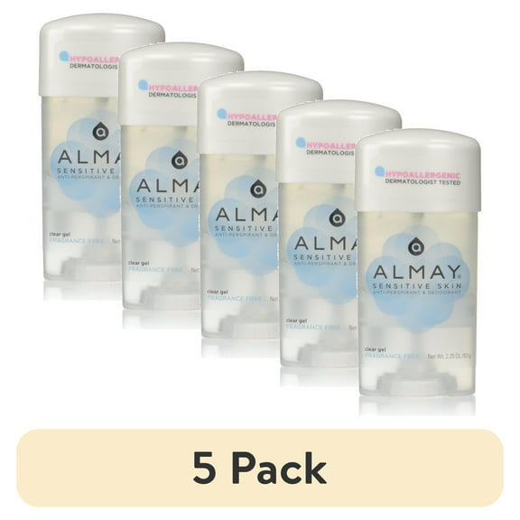 (5 pack) Almay Anti-Perspirant - Deodorant Fragrance Free Clear Gel 2.25 oz
