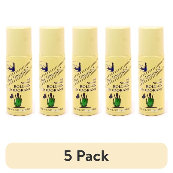 (5 pack) Aloe Based Roll-On Deoderant (Unscented) by Alvera - 3 Ounces