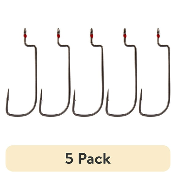 (5 pack) Alpha-Grip Tac-Offset Freshwater Bass Worm Hook, Size 4/0