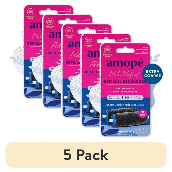 (5 pack) Amope® Pedi Perfect® Electronic Foot File Refills - Extra Coarse, Removes Hard and Dead Skin, 2Ct