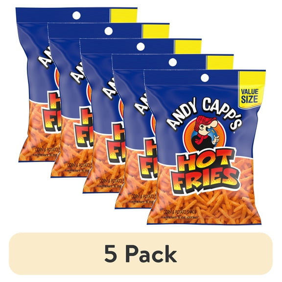 (5 pack) Andy Capp's Big Bag Hot Fries, Corn & Potato Snacks, 8 oz.