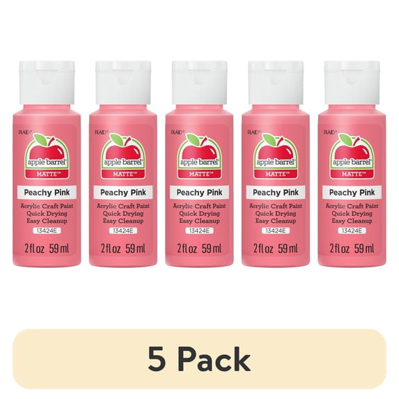 (5 pack) Apple Barrel Acrylic Craft Paint, Matte Finish, Peachy Pink, 2 fl oz