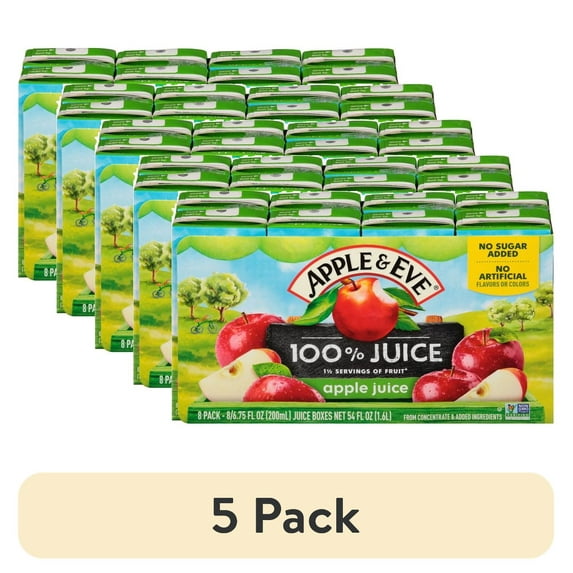 (5 pack) Apple & Eve 100% Apple Juice, 6.75 fl oz, 8 Count