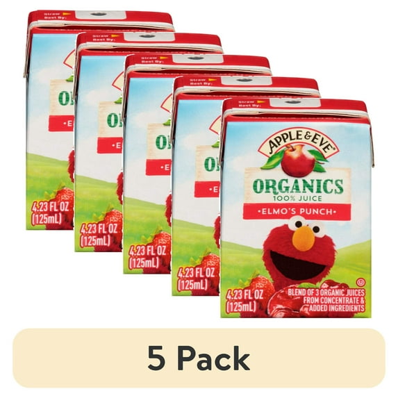 (5 pack) Apple & Eve Sesame Street Organics, Elmo's Punch, 4.23 Fluid-oz, 8 Count