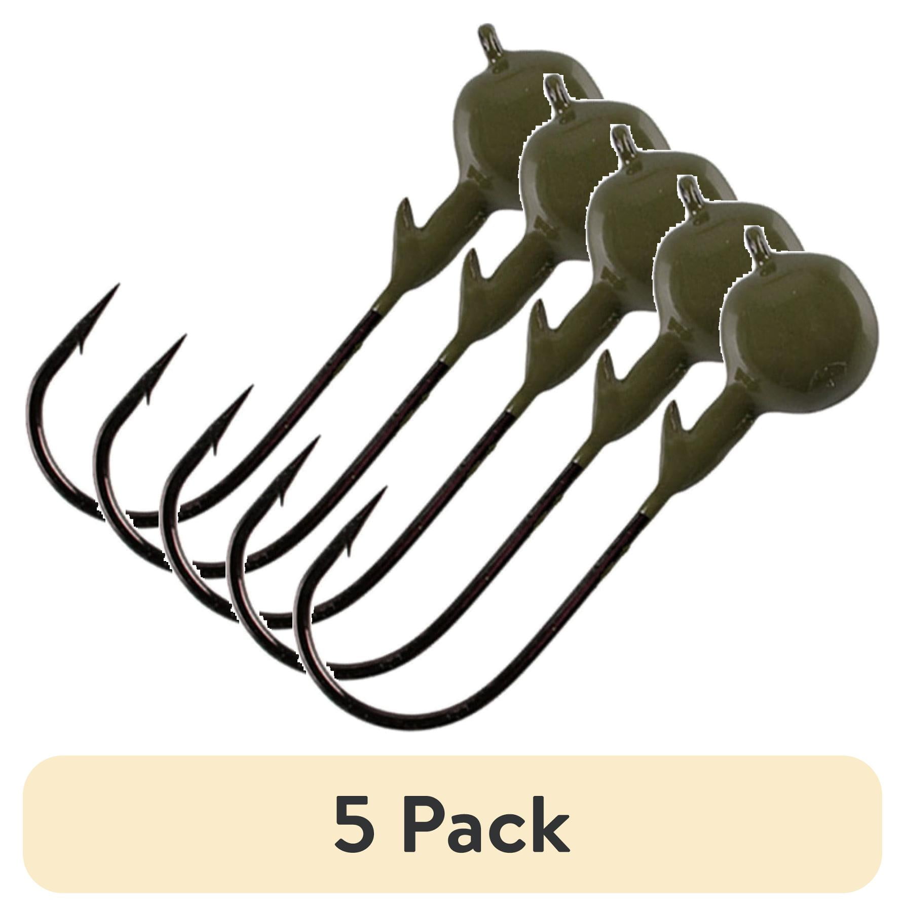 (5 pack) Arkie Lures U-Head Finesse Worm Fishing Lure, Black Size 1/4 oz.