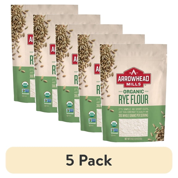 (5 pack) Arrowhead Mills Organic Rye Flour, 20 oz