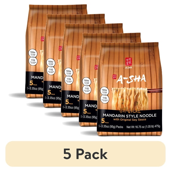(5 pack) A-Sha Original Sauce Medium Width Mandarin Ramen Noodles 5 ...