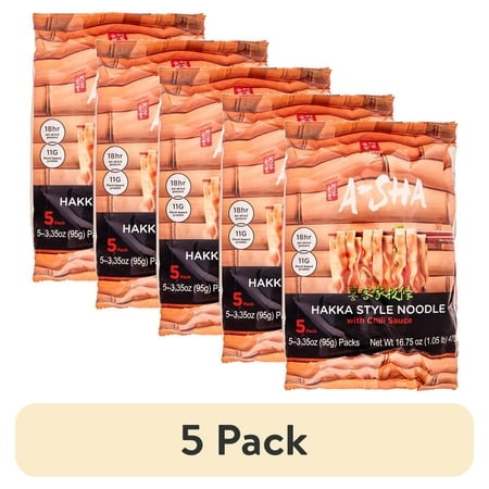 (5 pack) Asha Sichuan Chili Wide Hakka Ramen Noodles, 3.35 oz, 5 Ct