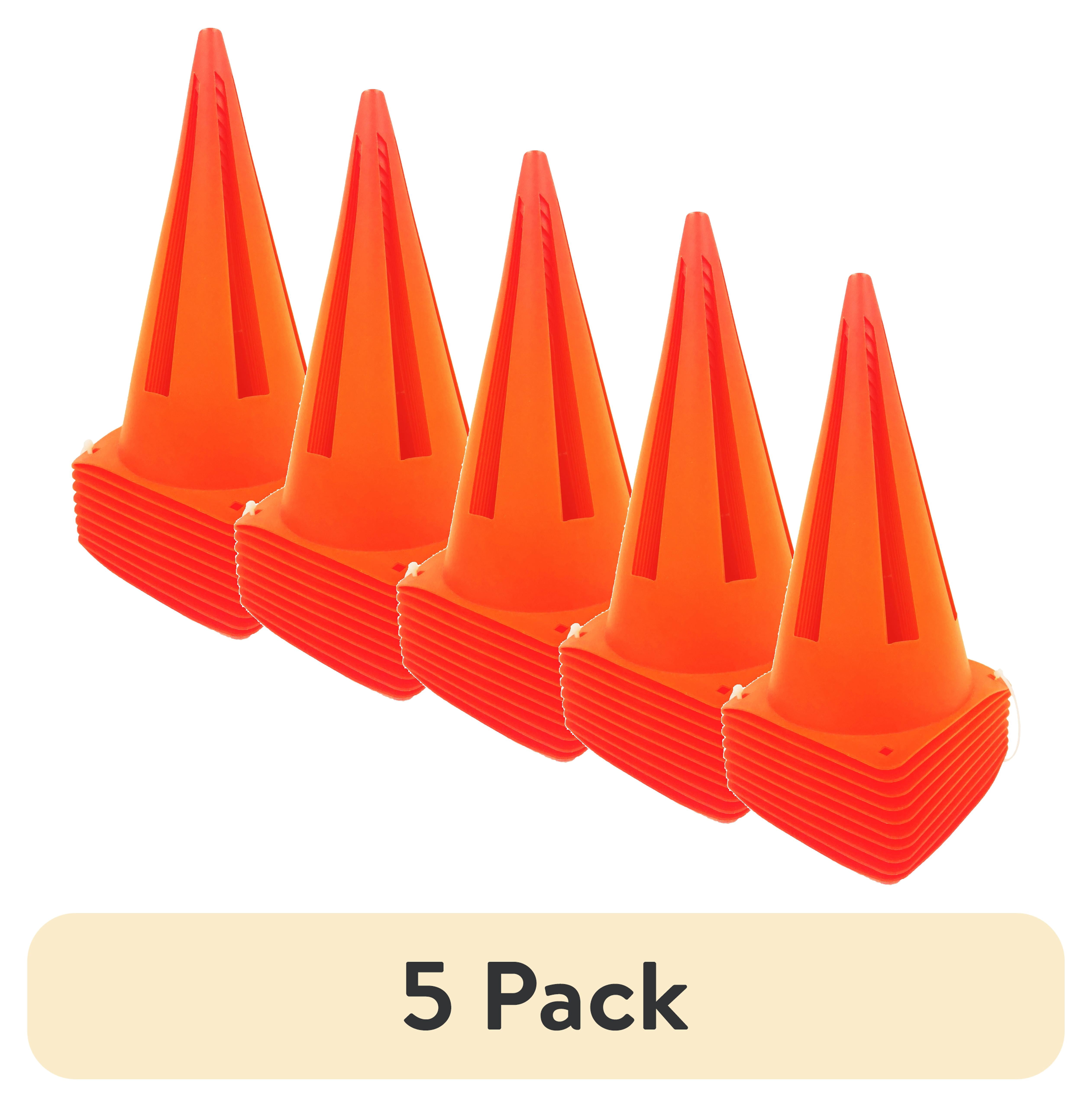 (5 pack) Athletic Works 9" Orange Field Cones 10 Pack, Durable PVC Material, 5.25" Square Base, 1.25 lbs, New