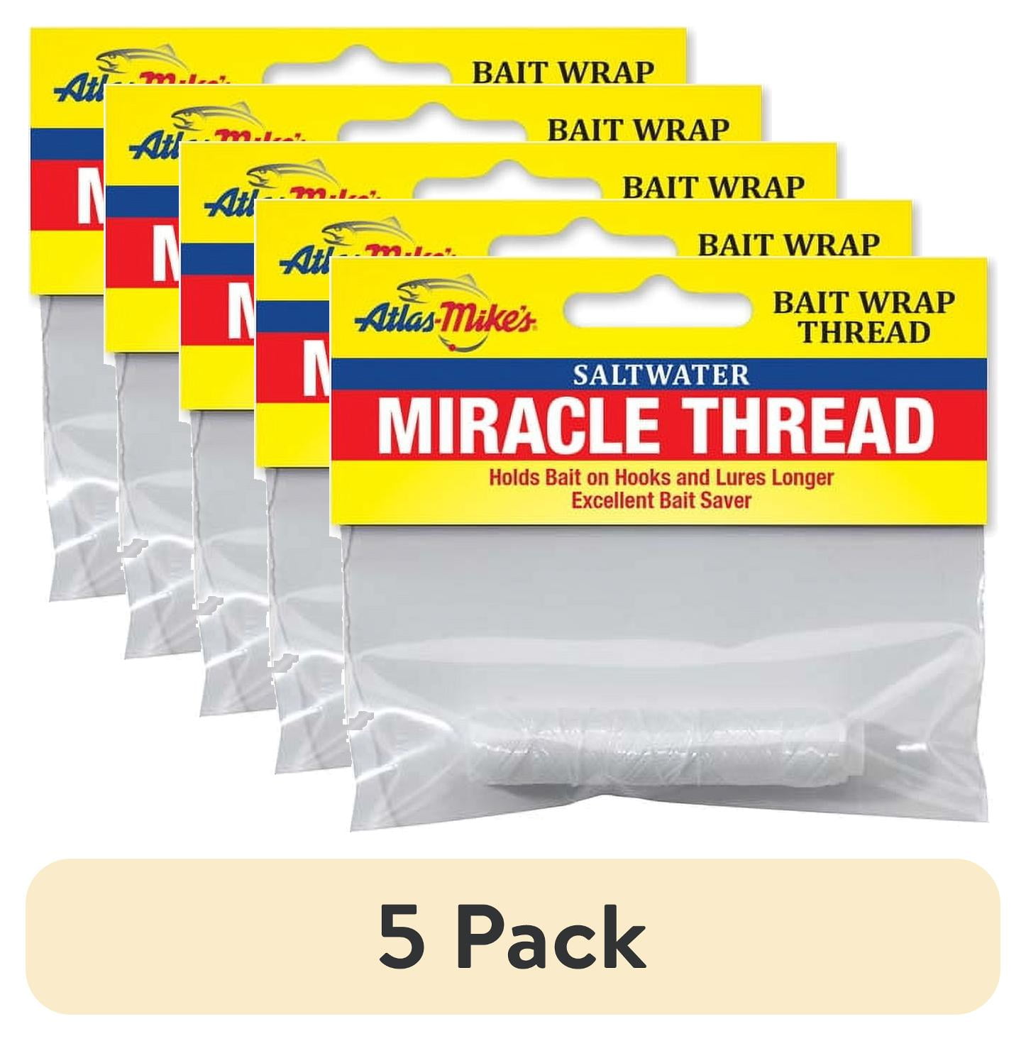 (5 pack) Atlas Mike's Extra Strength Miracle Thread for Securing Bait, Saltwater, Clear