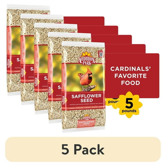 (5 pack) Audubon Park Safflower Seed Wild Bird Food, Dry, 1 Count per Pack, 5 lb. Bag