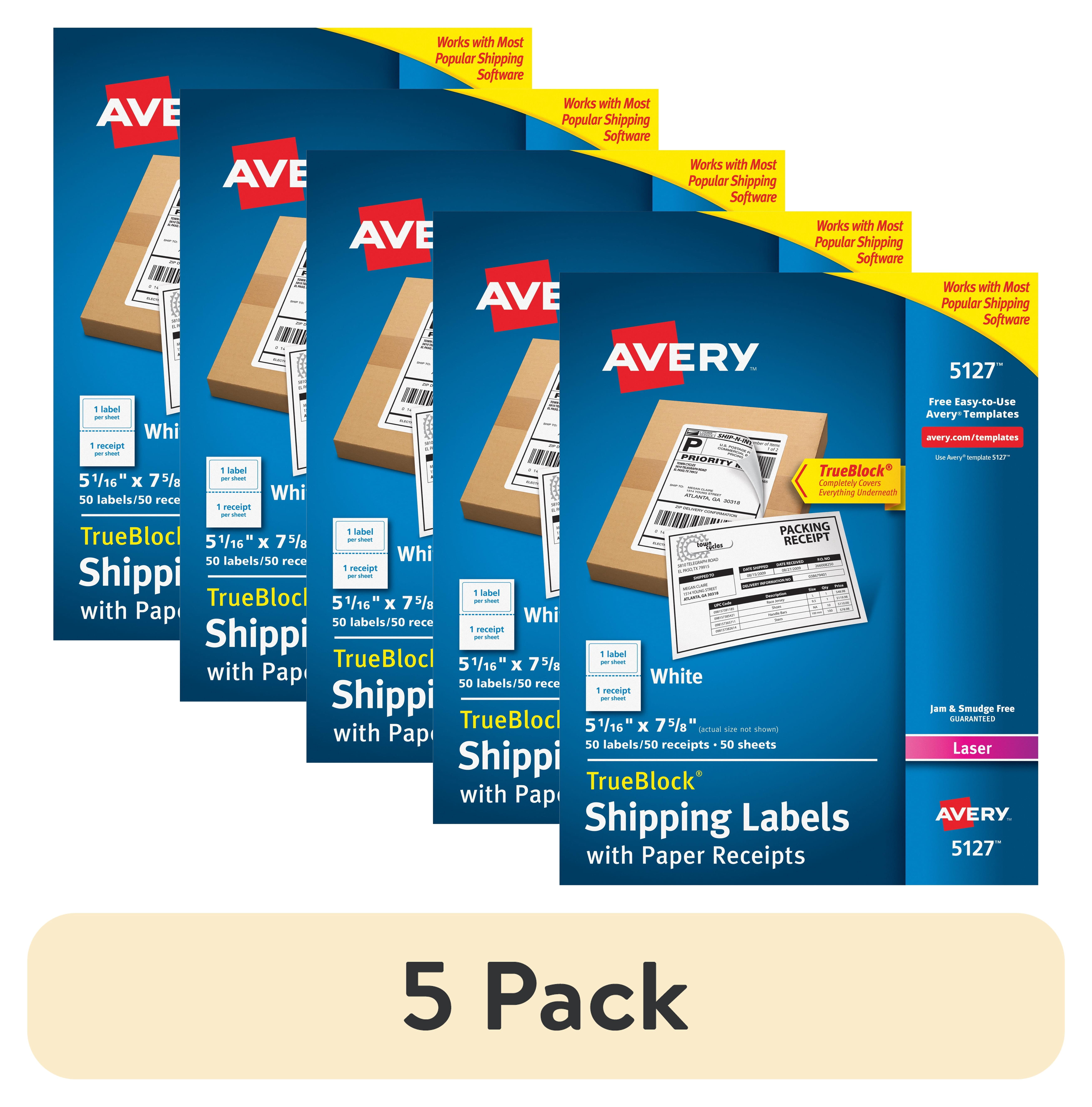 (5 pack) Avery Shipping Labels with Receipt, 5-1/16