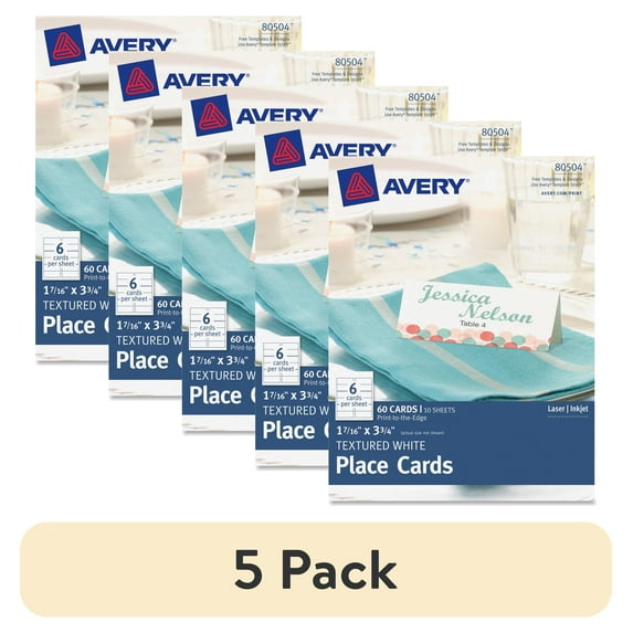 (5 pack) Avery Textured Place Cards, 60pk