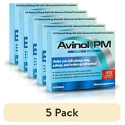 5 pack Avinol PM Extra Strength All-in-One Natural Sleep Aid Tablet for Deep Restful Sleep 30 Count