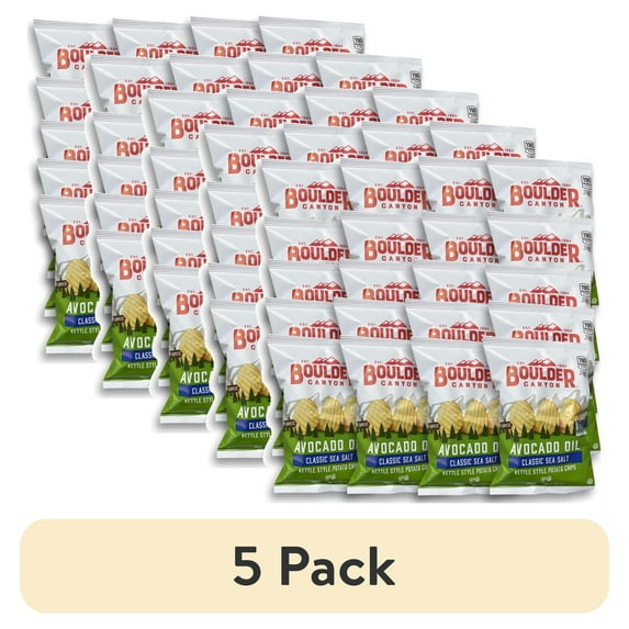 (5 pack) Boulder Canyon Single Serve Avocado Oil Chips, 1.25 oz | 20 Bags