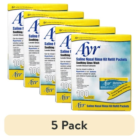 (5 pack) Ayr Sinus Rinse Kit Refill Packets - 100 Count