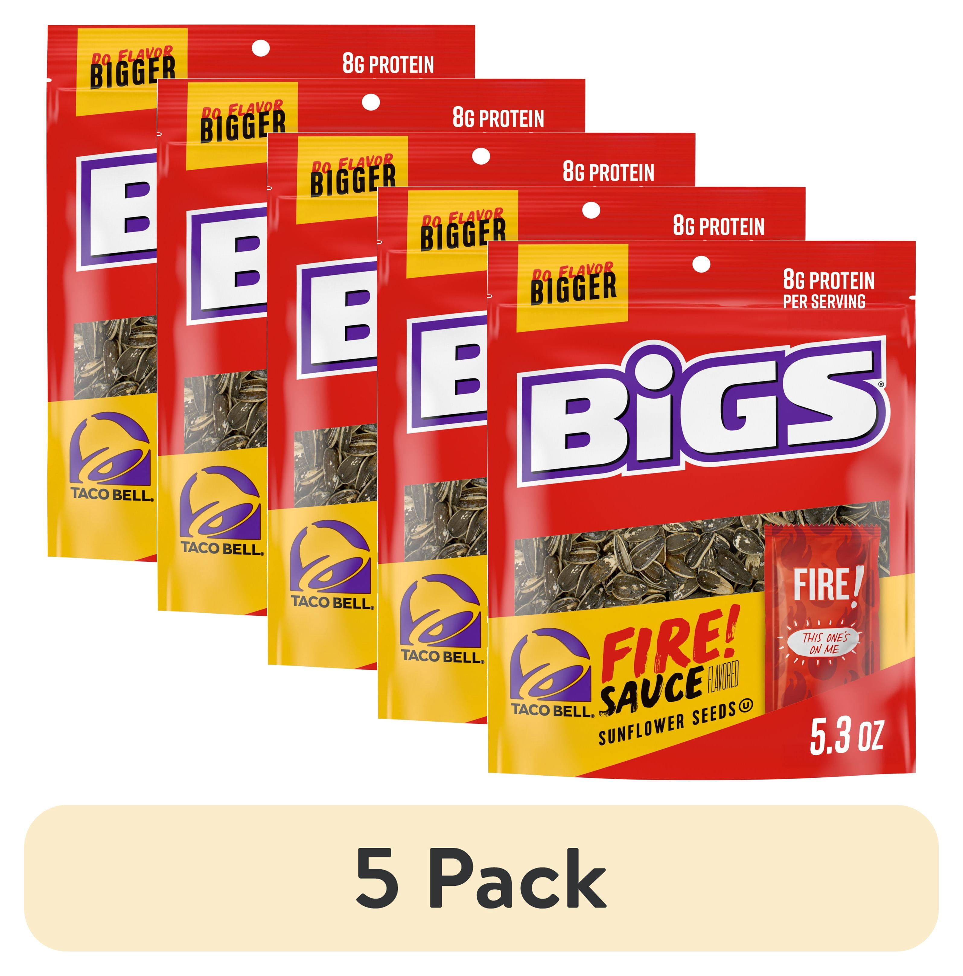 (5 pack) BIGS Taco Bell Fire Sauce Flavored Sunflower Seeds, Spicy Sunflower Seeds, 5.35 oz.