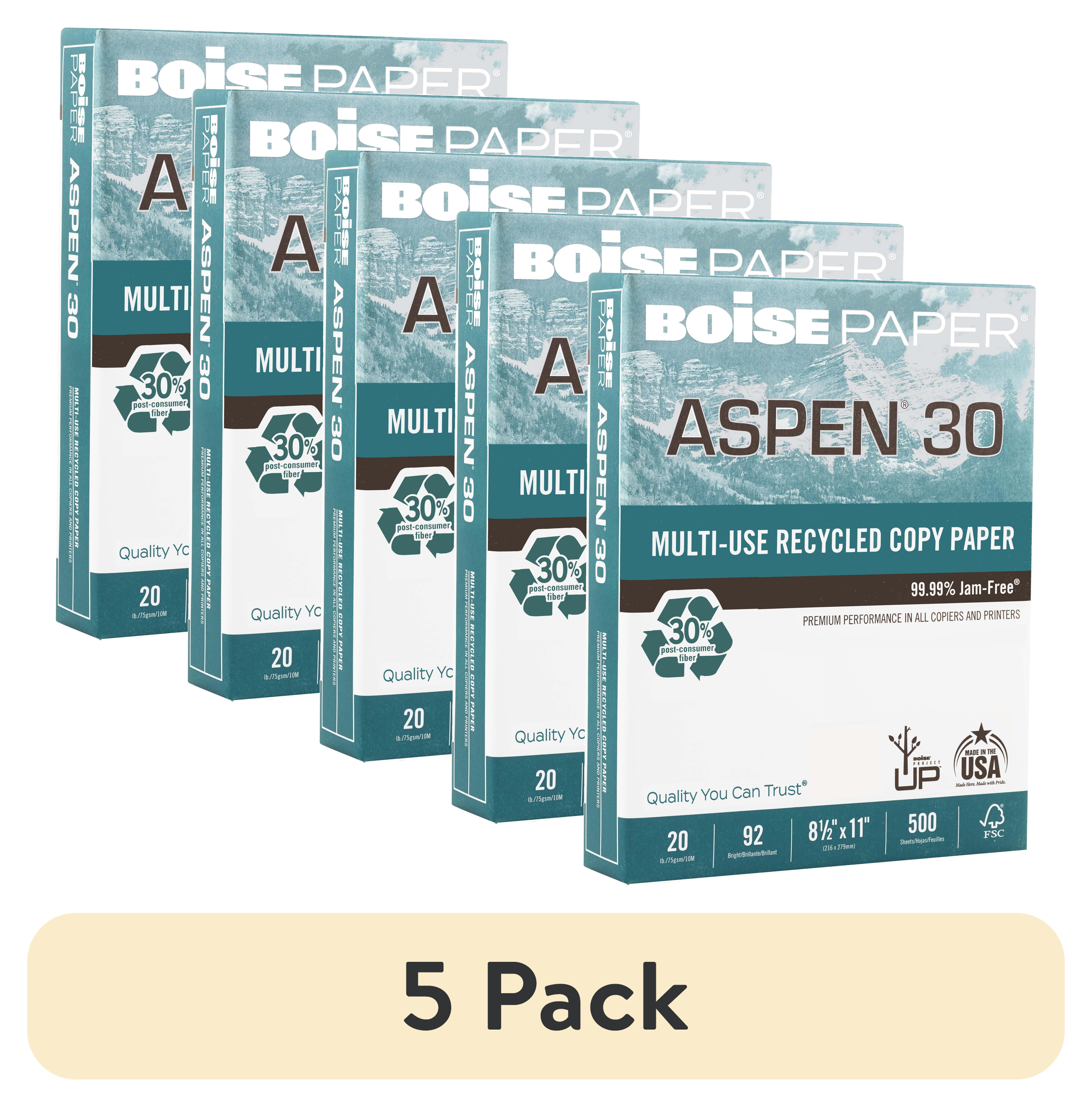 (5 pack) BOISE ASPEN 30% Recycled Multi-Use Copy Paper, 8.5