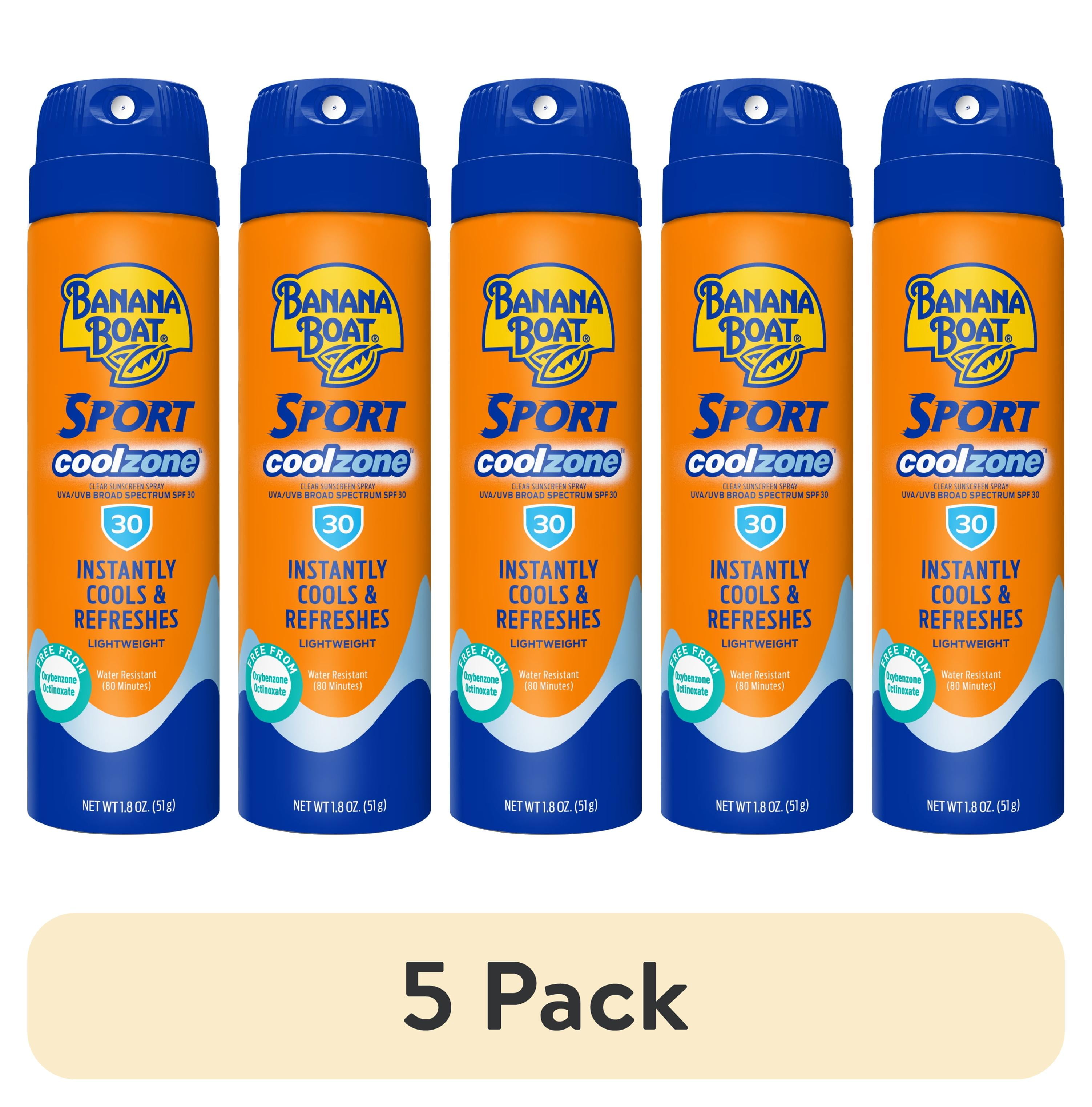 5 pack) Banana Boat Sport Cool Zone SPF 30 Adult Sunscreen Spray