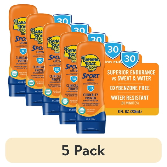 (5 pack) Banana Boat Sport Ultra SPF 30 Sunscreen Lotion, Sport Sunscreen, Adult Sunblock Lotion, 8 fl oz