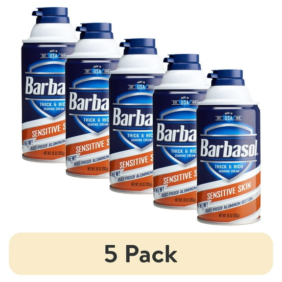 (5 pack) Barbasol Sensitive Skin Thick & Rich Shaving Cream for Men, 10 oz