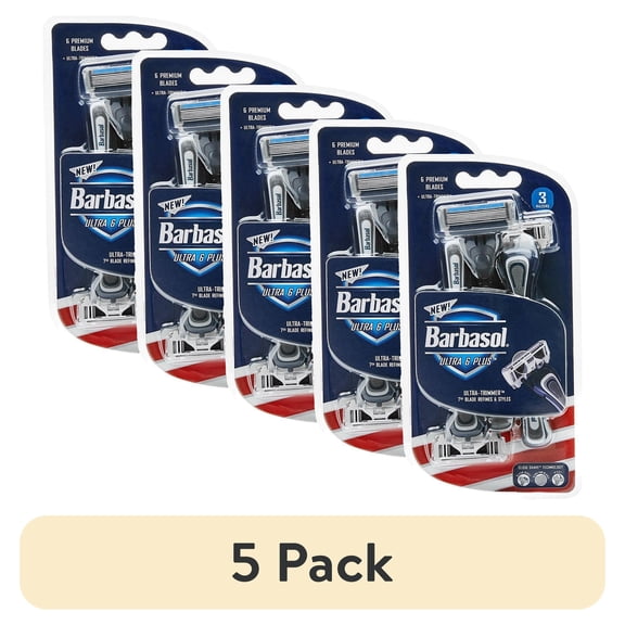(5 pack) Barbasol Ultra 6 Plus Premium Blade Ultra Trimmer Disposable Razor 3 Ct