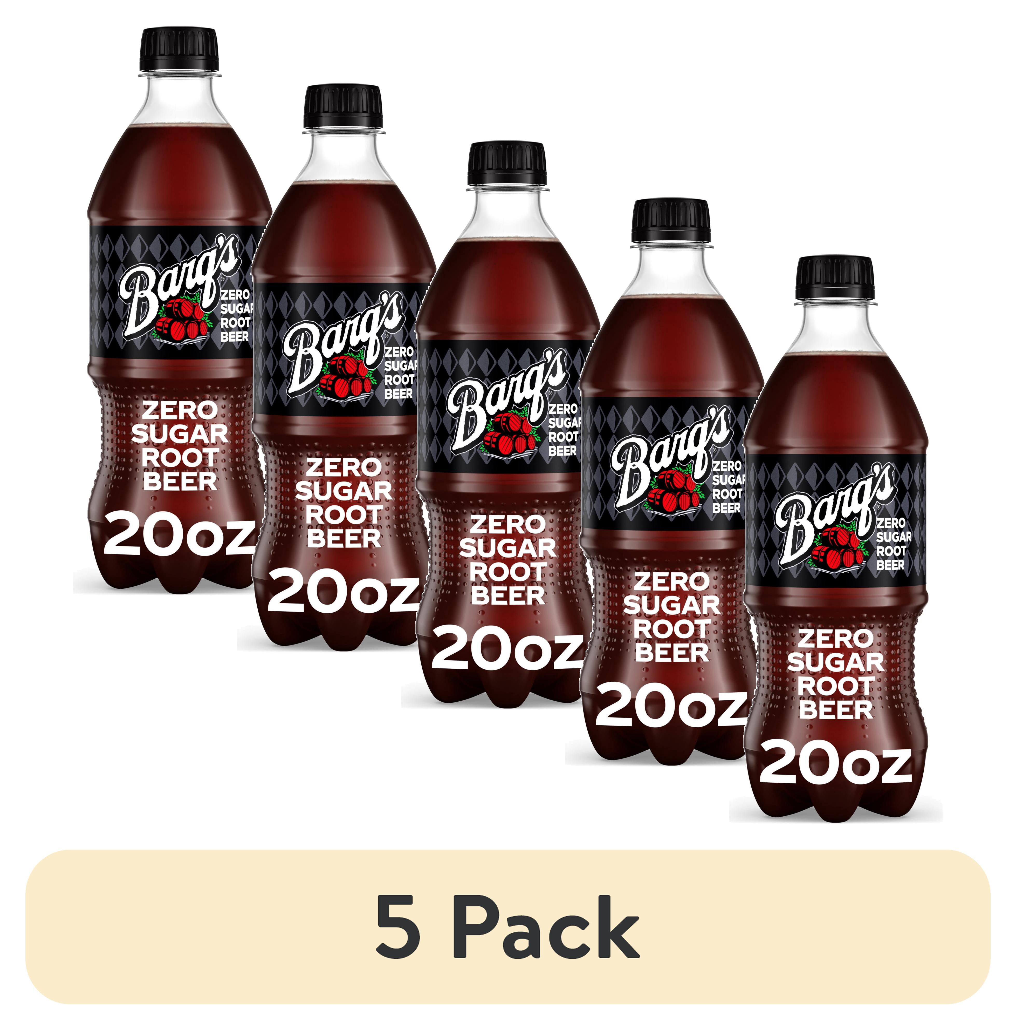 (5 pack) Barq's Zero Sugar Root Beer Soda Pop Bottle, 20 fl oz