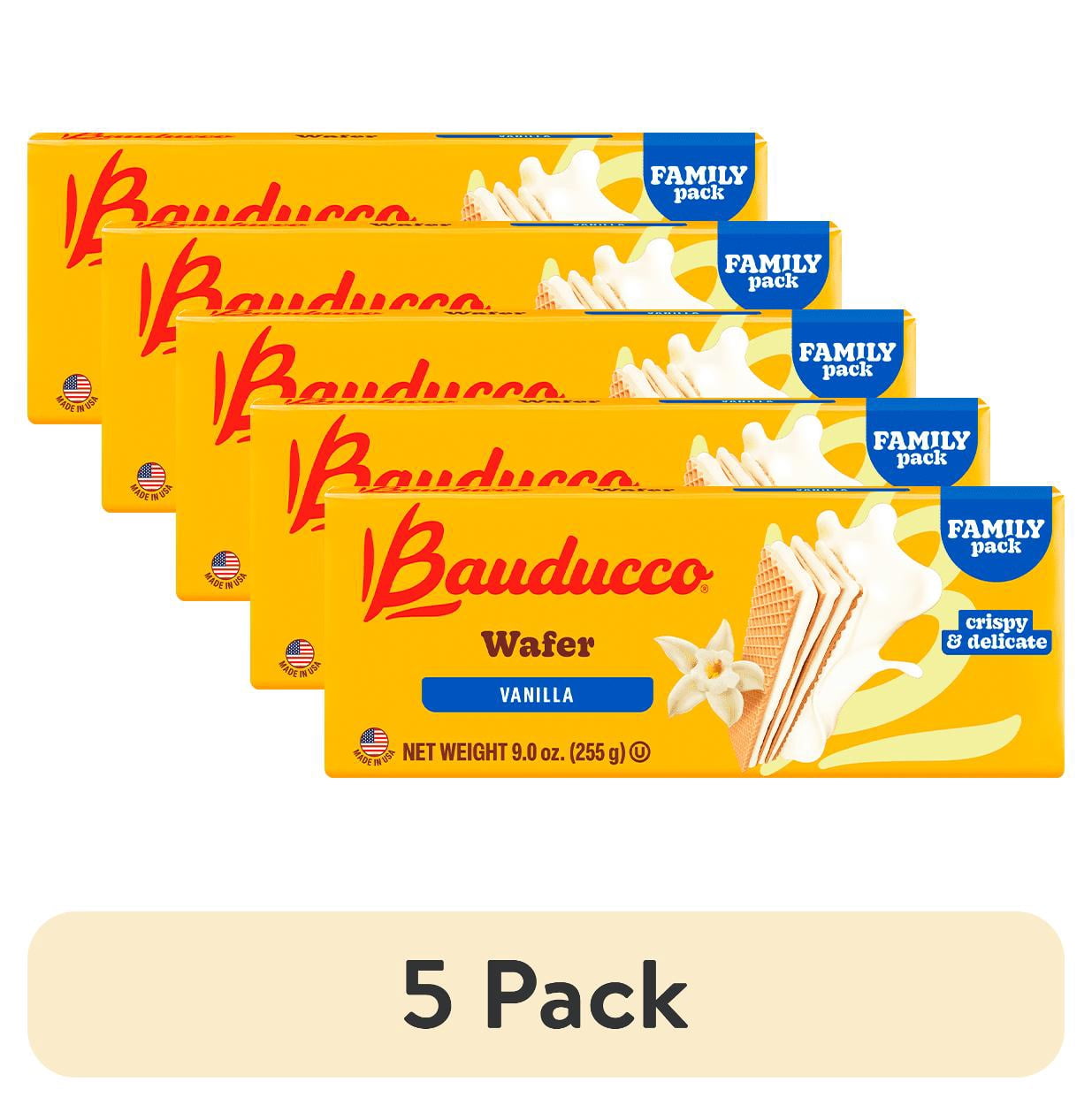 (5 pack) Bauducco Vanilla Wafers, Crispy Wafer Cookies with 3 Delicious, Vanilla Flavored Cream, Family Pack, 9.0oz