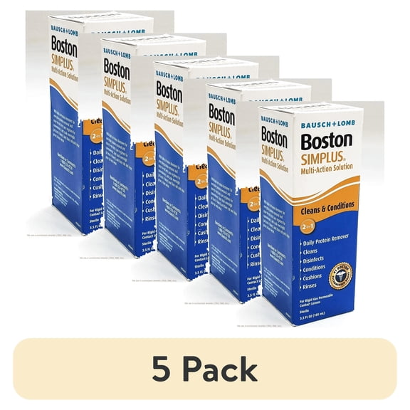 (5 pack) Bausch & Lomb Boston Simplus Multi Action Solution With Daily Protein Remover 3.5 Oz