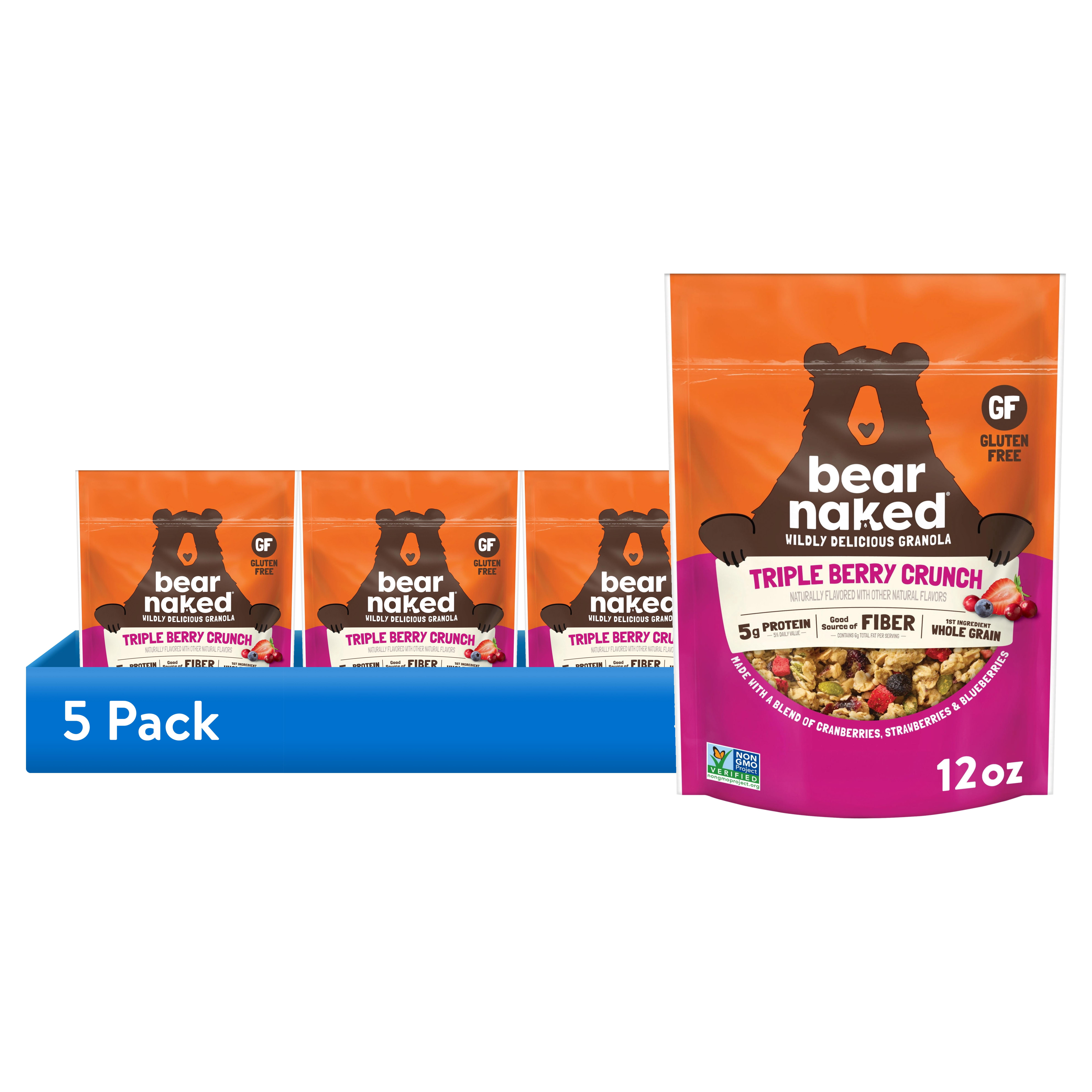(5 pack) Bear Naked Fit Triple Berry Crunch Granola, 5g Protein, Fiber Bag, 12  oz