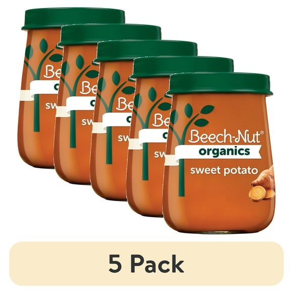 (5 pack) Beech-Nut Organics Stage 1 Organic Baby Food, Sweet Potato, 4 oz Jar