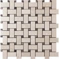 thumbnail image 1 of 5 pack Beige 12-in x 12-in Polished Natural Stone Marble Basketweave Patterned Floor and Wall Tile (5 sq ft/case), 1 of 2