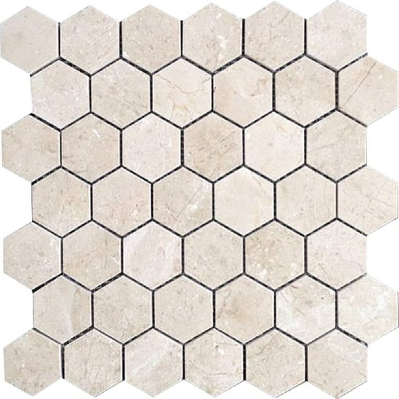 5 pack Beige 12-in x 12-in Polished Natural Stone Marble Honeycomb Patterned Floor and Wall Tile (4.83 sq ft/case)