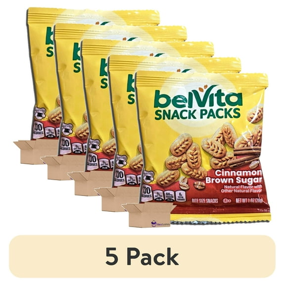 (5 pack) Belvita Snack Packs Value Pack School Smart Snacks | Cinnamon Brown Sugar, 60 Packs