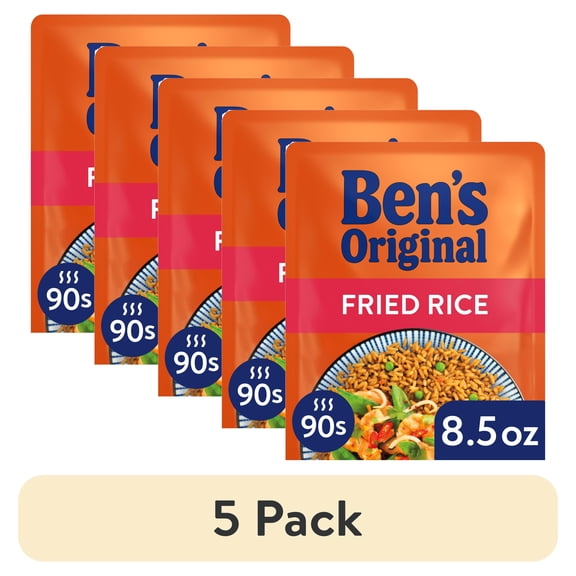 (5 pack) Ben's Original Ready Rice Fried Rice, With Peas and Carrots, 8.5 oz Pouch