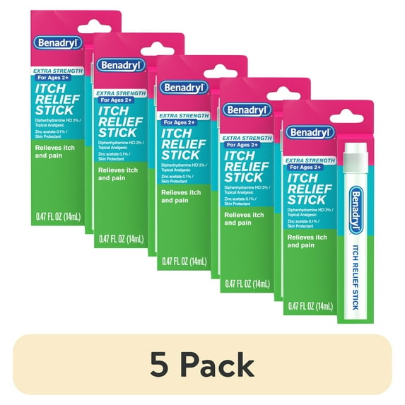 (5 pack) Benadryl Extra Strength Itch Relief Stick, Travel Size, 0.47 fl. oz