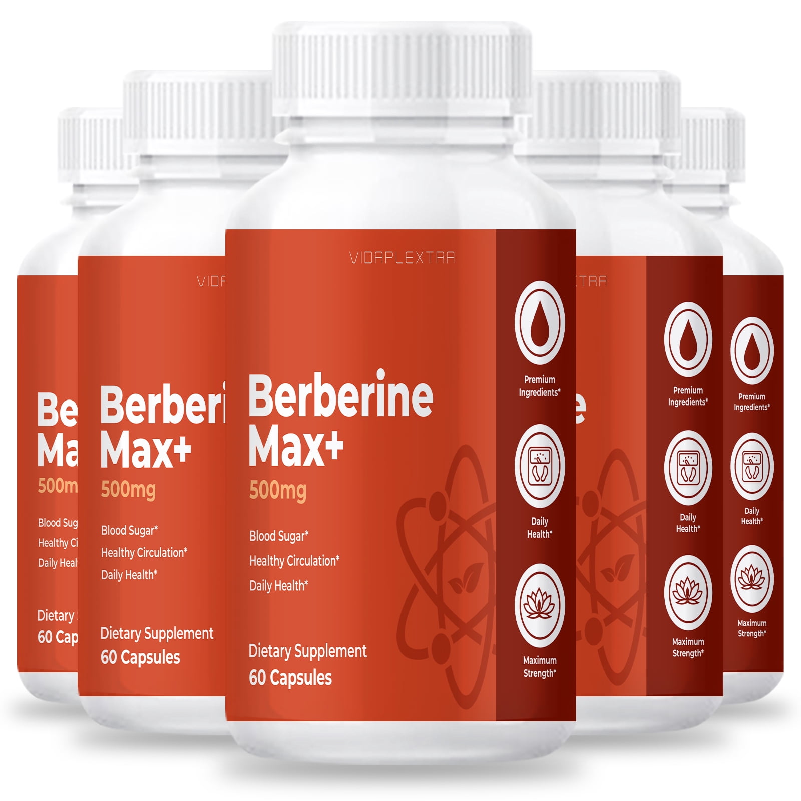 (5 pack) Berberine Max - Berberine Max+ Healthy Circulation Capsules