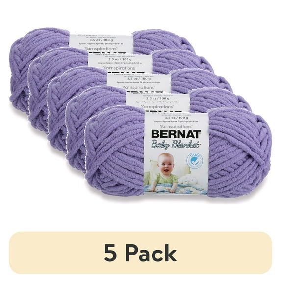 (1 pack) Bernat® Baby Blanket™ #6 Super Bulky Polyester Yarn, Lilac 3.5oz/100g, 72 Yards