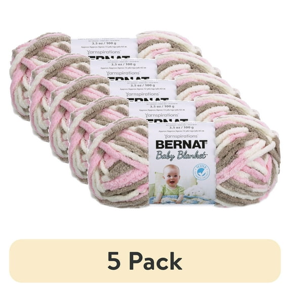 (5 pack) Bernat® Baby Blanket™ #6 Super Bulky Polyester Yarn, Little Petunias 3.5oz/100g, 72 Yards