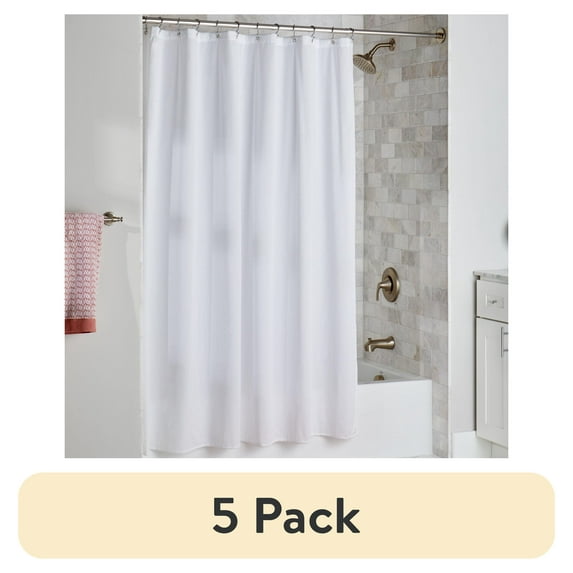 (5 pack) Better Homes & Gardens Extra Long Heavyweight PEVA Shower Liner, 70" W x 78" H, Arctic White