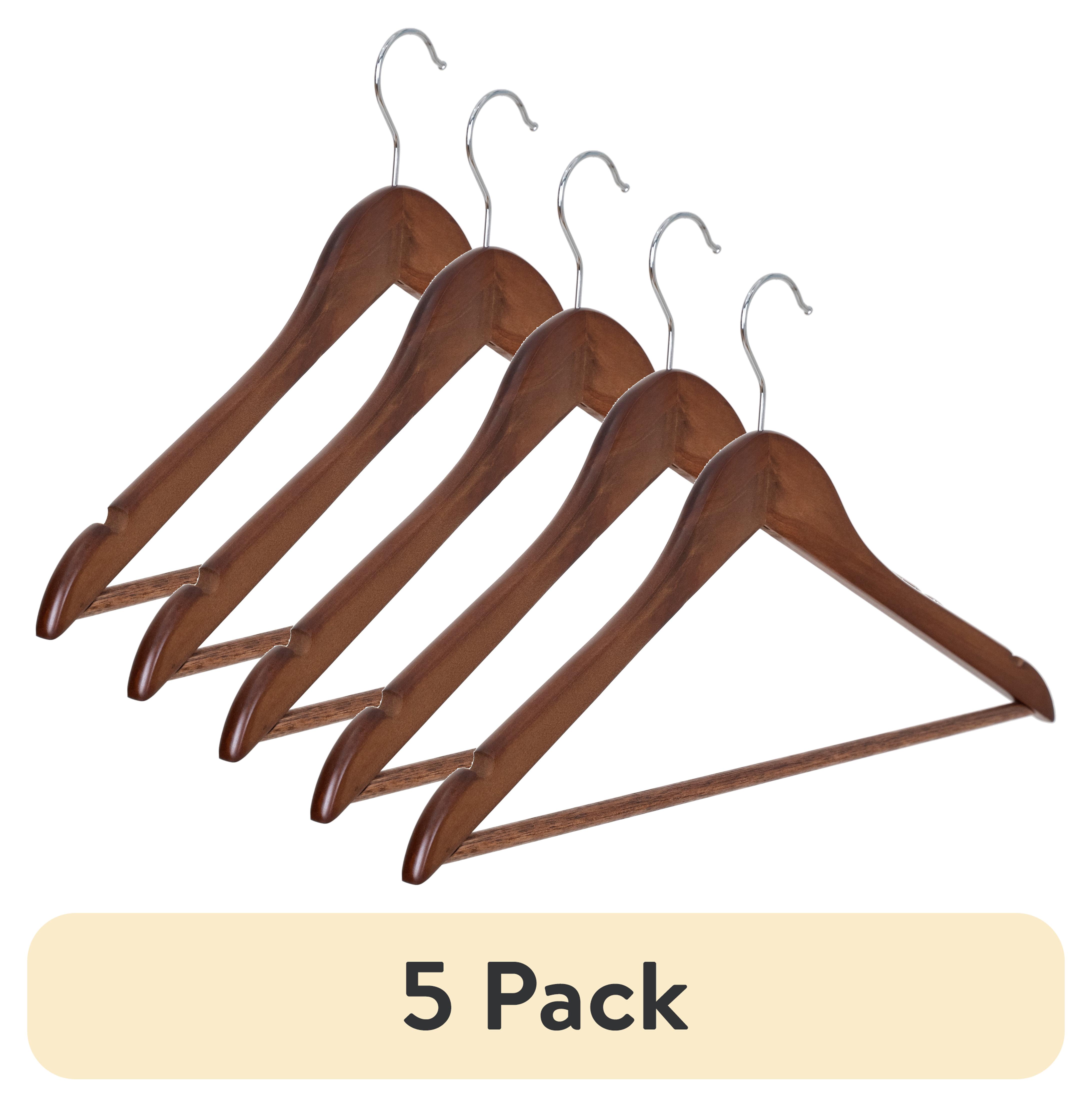 5 pack) Better Homes & Gardens Solid Walnut Wood Suit Hangers, 60