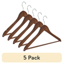 (5 pack) Better Homes & Gardens Solid Walnut Wood Suit Hangers, 60 Pack