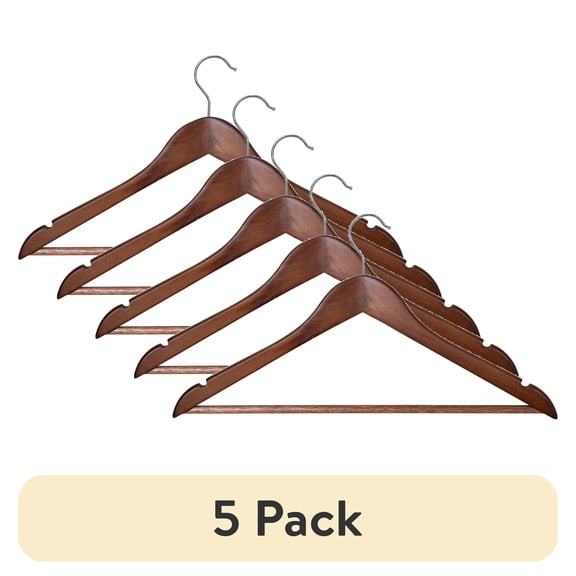 Better Homes & Gardens Solid Walnut Wood Suit Hangers, Multiple Packs