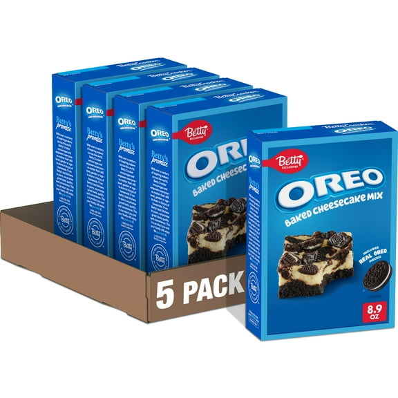 (5 pack) Betty Exclusives OREO Baked Cheesecake Mix, Includes Real OREO Cookie Pieces, 8.9 oz