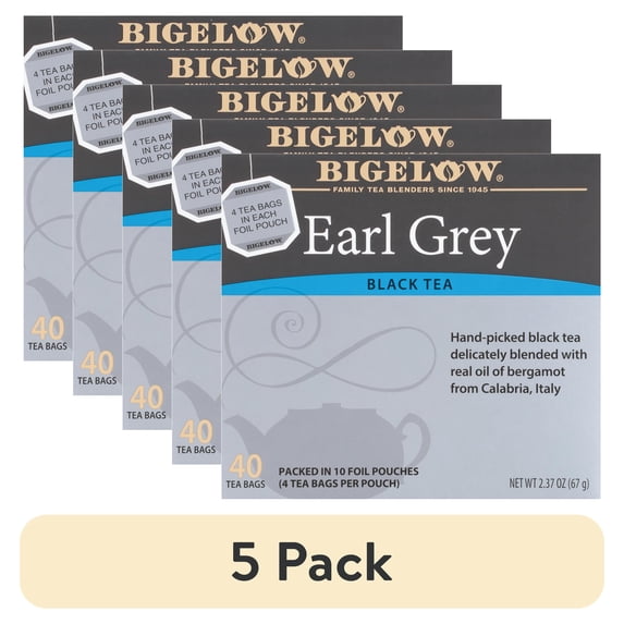 (5 pack) Bigelow Earl Grey, Black Tea Bags, 40 Count