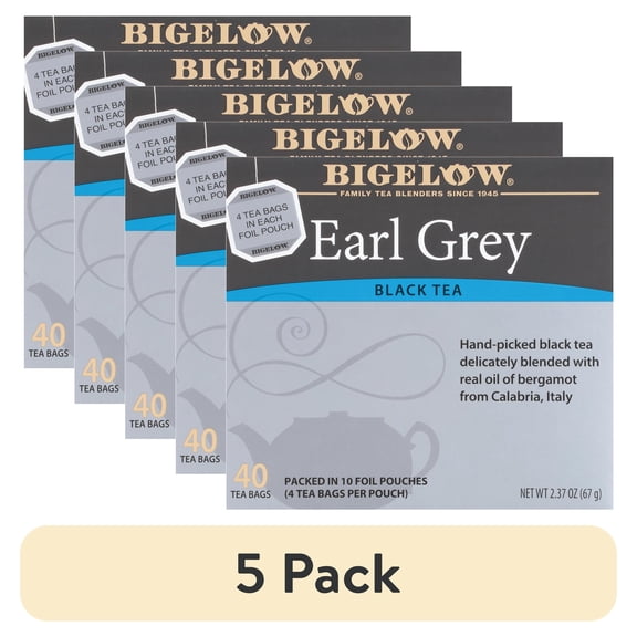 (5 pack) Bigelow Earl Grey, Black Tea Bags, 40 Count