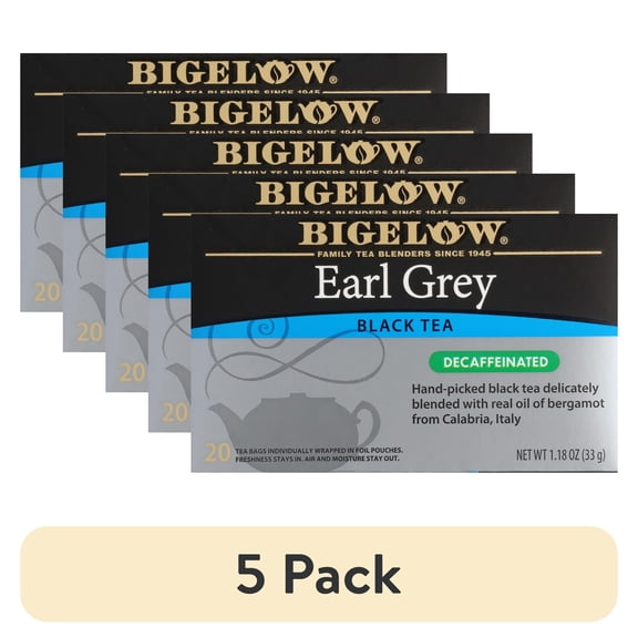 (5 pack) Bigelow Earl Grey, Decaffeinated, Black Tea Bags, 20 Count