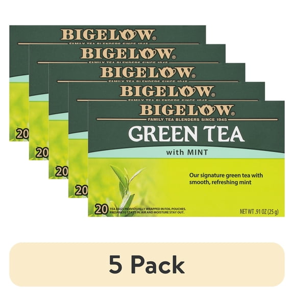 (5 pack) Bigelow Green Tea with Mint, Tea Bags, 20 Count